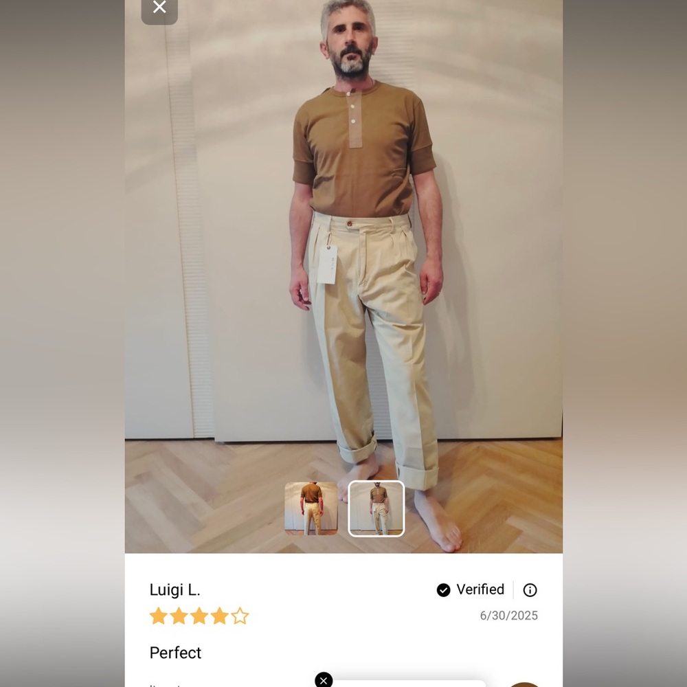 1930s IVY Style Double Pleated Chino Academia Trousers Khaki OLD MONEY UNISEX - Picture 5 of 15